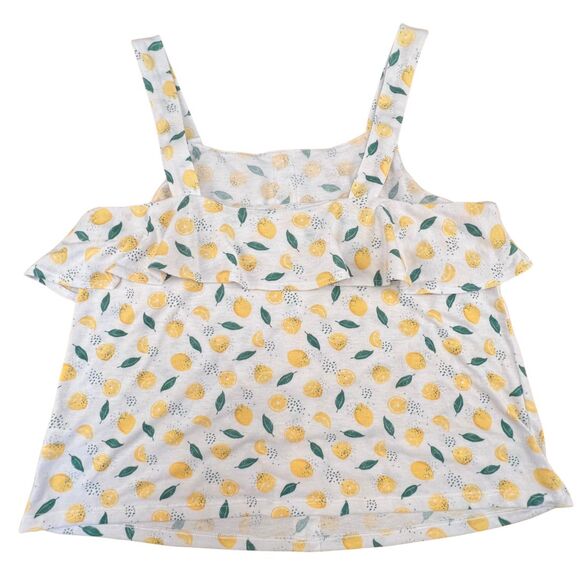 Wallflower Cami XL Lemon Print Button Front Ruffle Flounce Summer Citrus Top - Picture 6 of 9